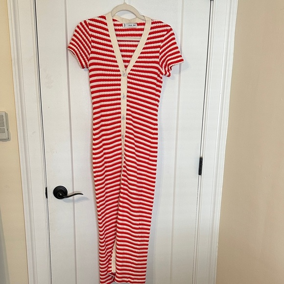 Mango Orange and White Striped Knit Maxi Dress - Picture 1 of 7